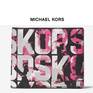 MICHAEL KORS MK MENS Cooper Graphic Logo Billfold Wallet NWT NIB Gift Box CHILI